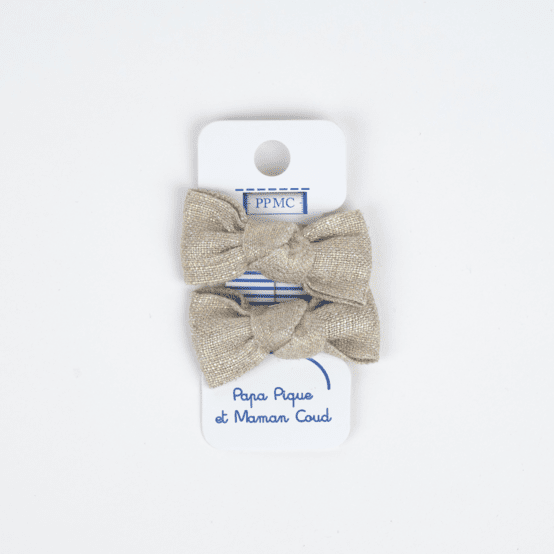 Small bows hair clips  glitter linen