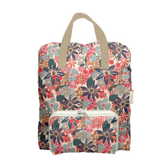 Foldable rucksack Gaby cerise en fleur