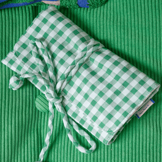 Jewelry pouch green mint gingham