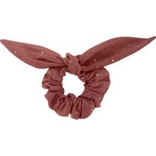 Bunny ear Scrunchie gaze pois or rouille