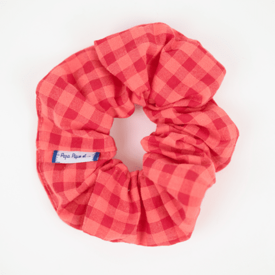Scrunchie coral red gingham