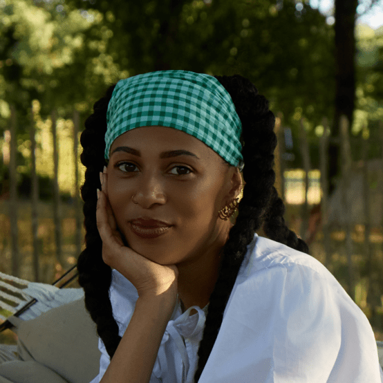 Headscarf headband- Adult size green mint gingham