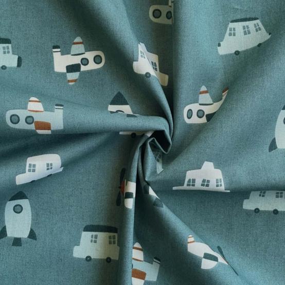 Cotton fabric ex2651 voyage bleu
