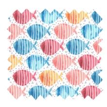Cotton fabric ex2334 blue orange striped fish