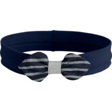 Jersey knit baby headband striped silver dark blue