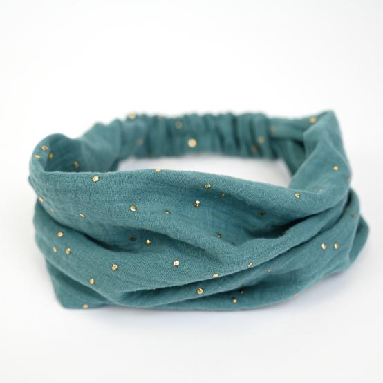 Headscarf headband- child size gaze pois or eucalyptus