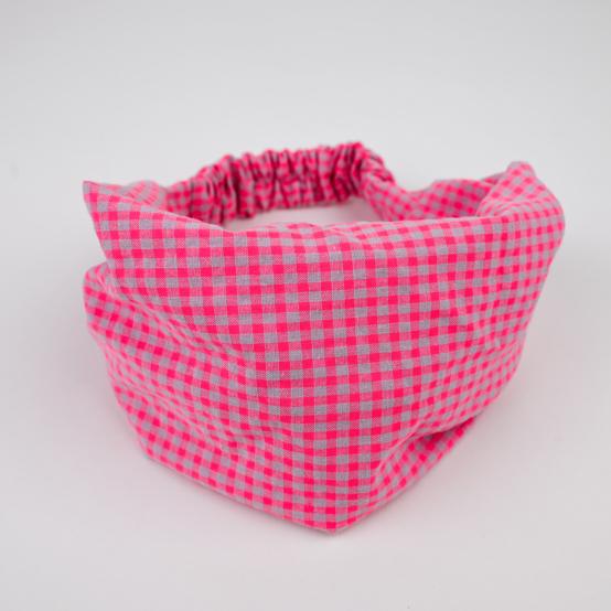 Headscarf headband- child size neon pink gingham