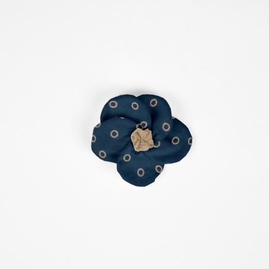 Flower petal hair slide small  bulle bronze marine
