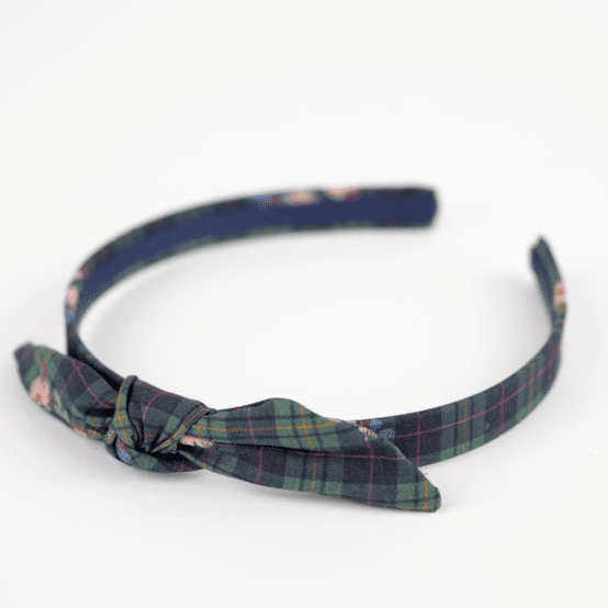 bow headband tartan fleuri