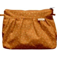 Pleated clutch bag caramel golden straw