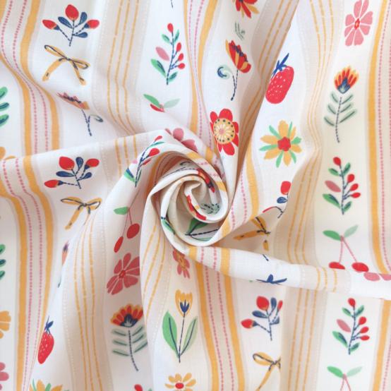 Cotton fabric ex2629 striped fruity floral