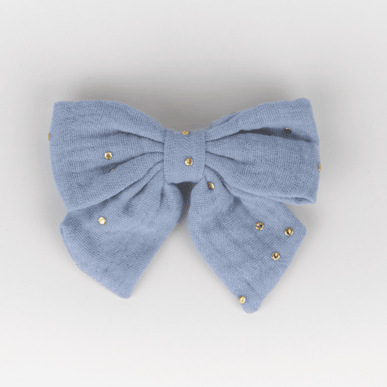 Bow tie hair slide gaze pois or bleu baltique