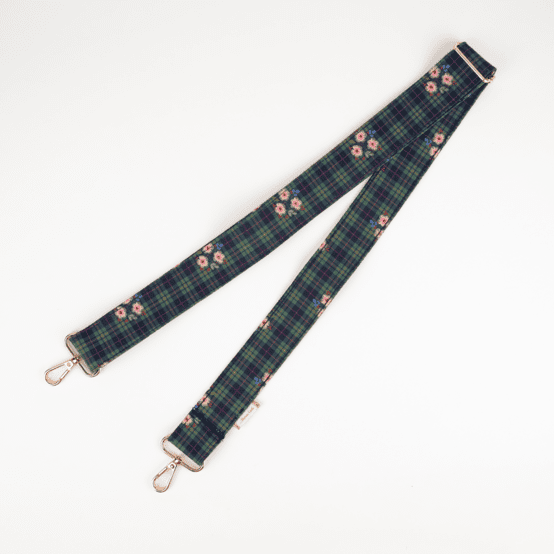Narrow shoulder strap tartan fleuri