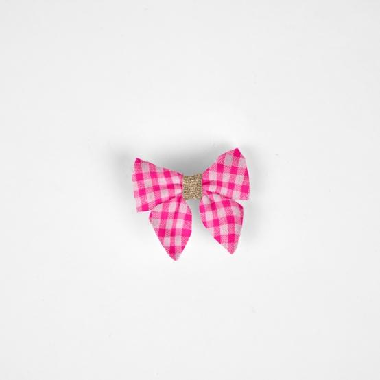 Mini bow tie clip neon pink gingham