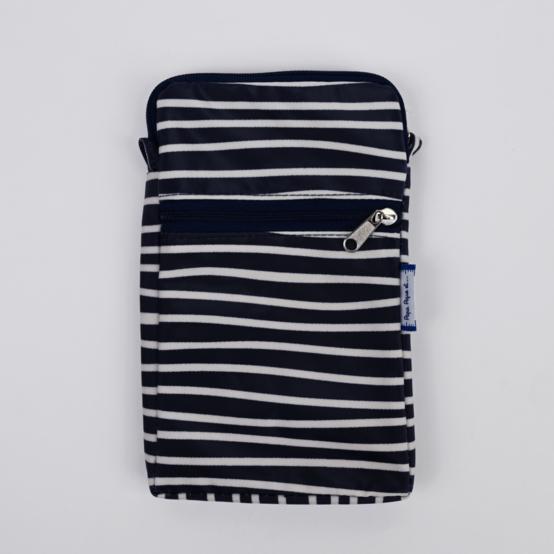 Quilted phone pocket striped  ivory navy