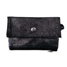 zipper pouch card purse suédine pailletée argent