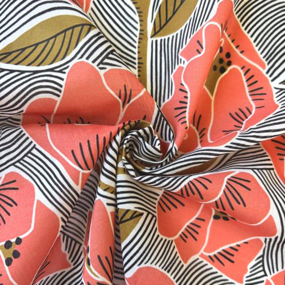 Cotton fabric ex2622 coral poppy