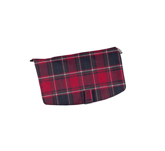 Flap of shoulder bag tartan rouge