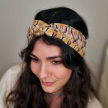 crossed headband ikat ocre