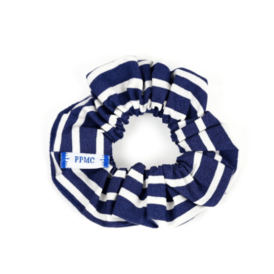 Small scrunchie striped  ivory navy