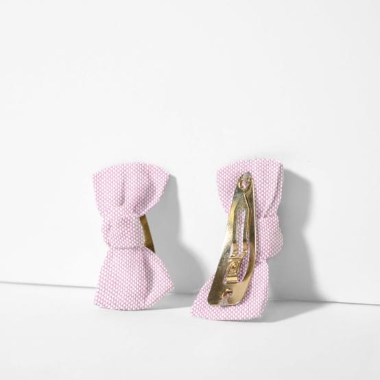 Small bows hair clips light pink