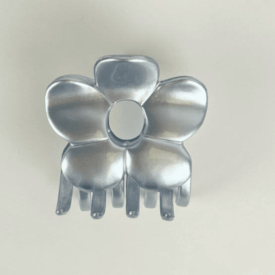 Large Flower Hair Clip satin silver