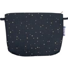 Coton clutch bag gaze pois or marine