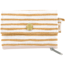 zipper pouch card purse rayé or blanc