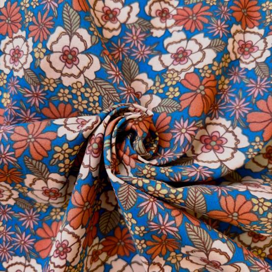 Cotton fabric ex2631 blue floral bohemian