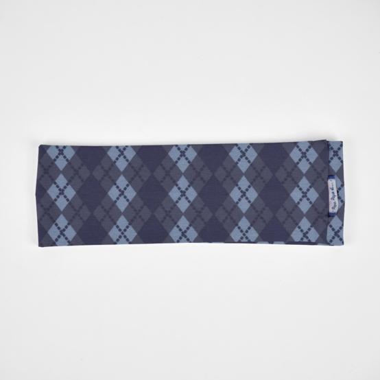 Stretch jersey headband  blue argyle