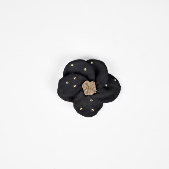 Flower petal hair slide small  gaze pois or noir