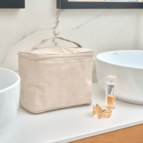 Large vanity silver linen