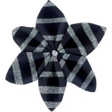 Star flower 4 hairslide striped silver dark blue