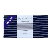 Coupon tissu 50 cm striped silver dark blue