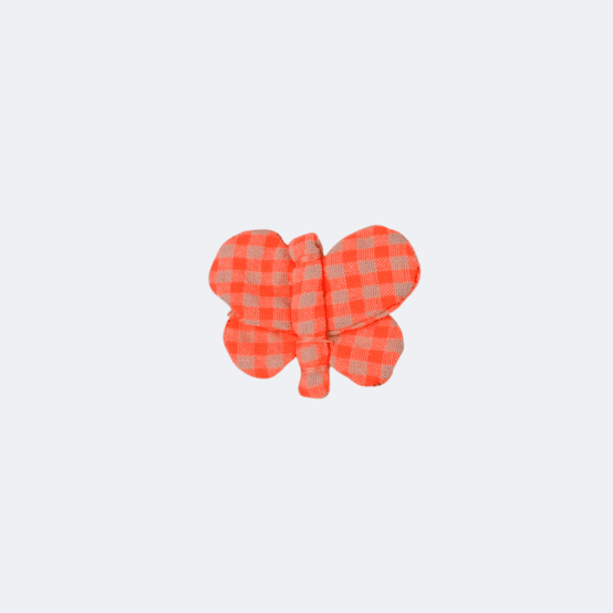 Butterfly hair clip neon orange gingham