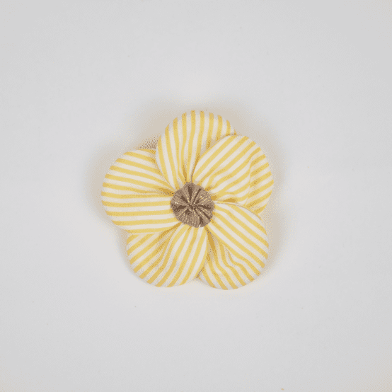 Flower petal hair slide small  yellow stripes