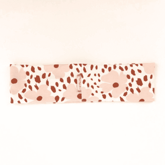 Stretch jersey headband  nude terracotta pansies