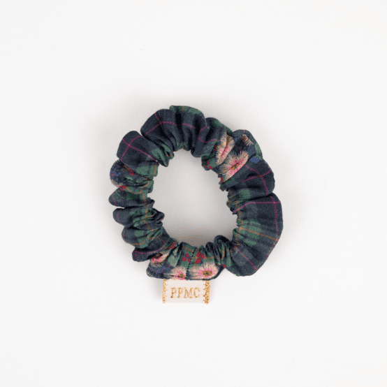 Mini Scrunchie tartan fleuri