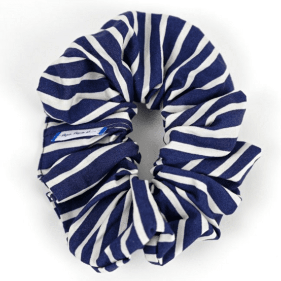 Scrunchie striped  ivory navy