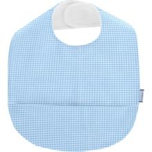 Coated fabric bib sky blue gingham