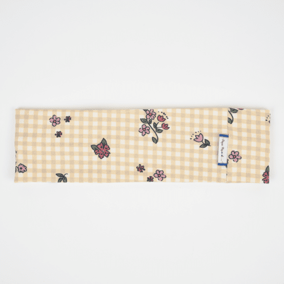 Stretch jersey headband  natural floral gingham