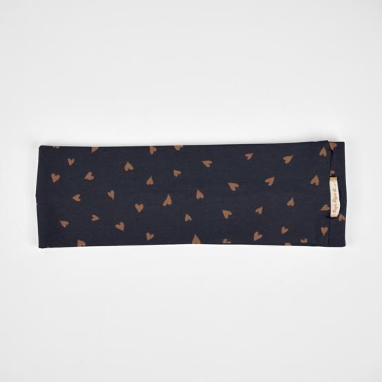 Stretch jersey headband  caramel heart navy