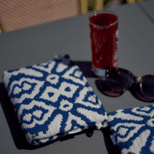 Coton clutch bag jacquard bleu
