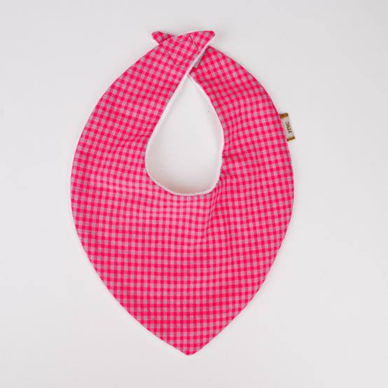 bandana bib neon pink gingham