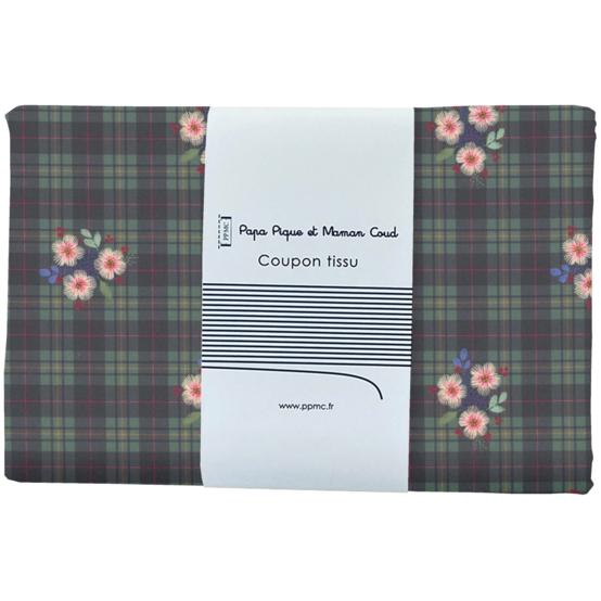 1 m fabric coupon tartan fleuri