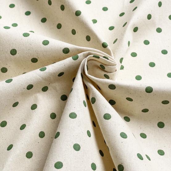 Cotton fabric ex2656 green polka dots