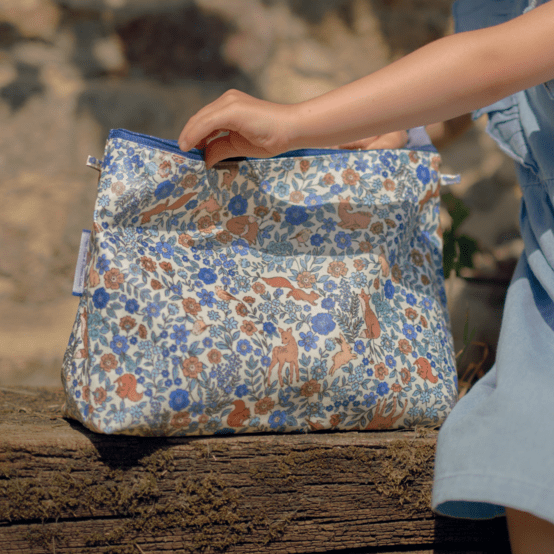 Cosmetic bag with flap comptine enchantée