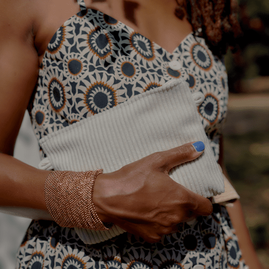 Coton clutch bag white large corduroy
