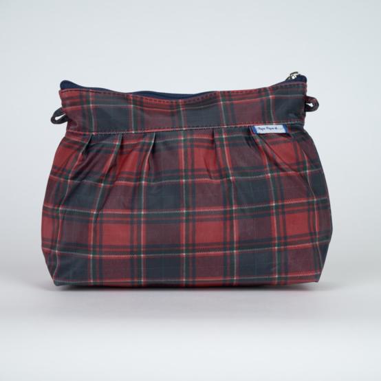 Pleated clutch bag tartan rouge
