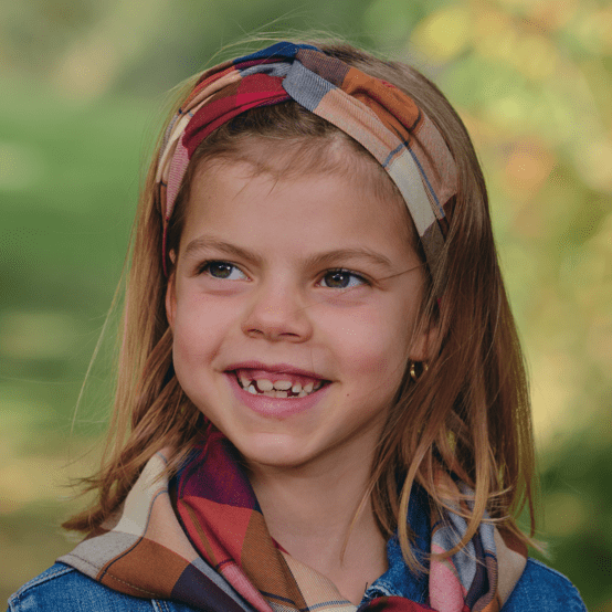 children's double-breasted headband ruby lurex tartan